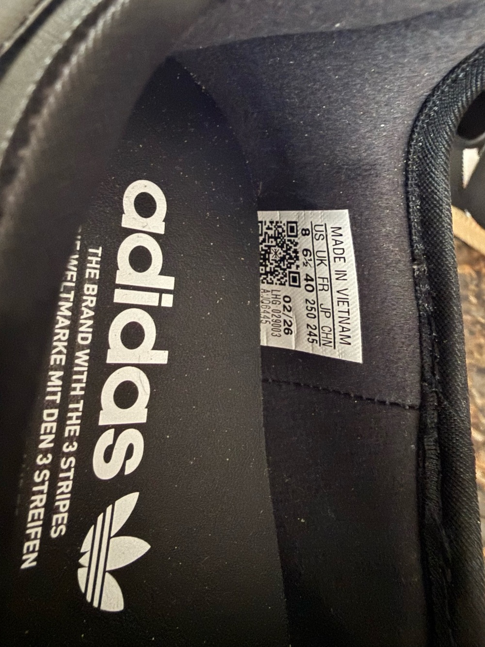 adidas women’s Samba Velcro Sneakers in Black, White & Gum - Picture 3 of 9